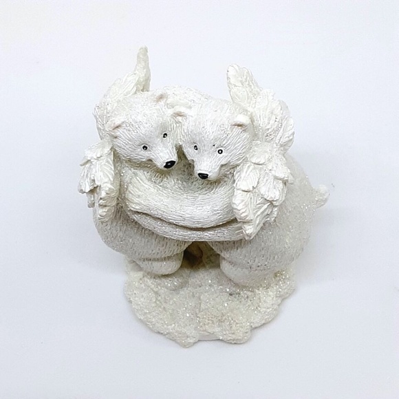 ❤️ Hugging Angel Bears 4" Figurine Iridescent Sparkle SIA Collection Resin - Picture 8 of 9